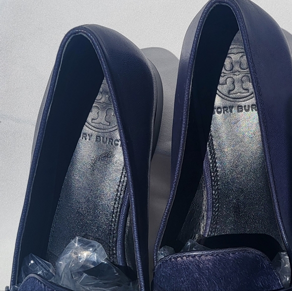 Tory Burch Navy Blue Gemini Loafers - Picture 6 of 11